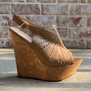 Tan Leather Cork Wedges